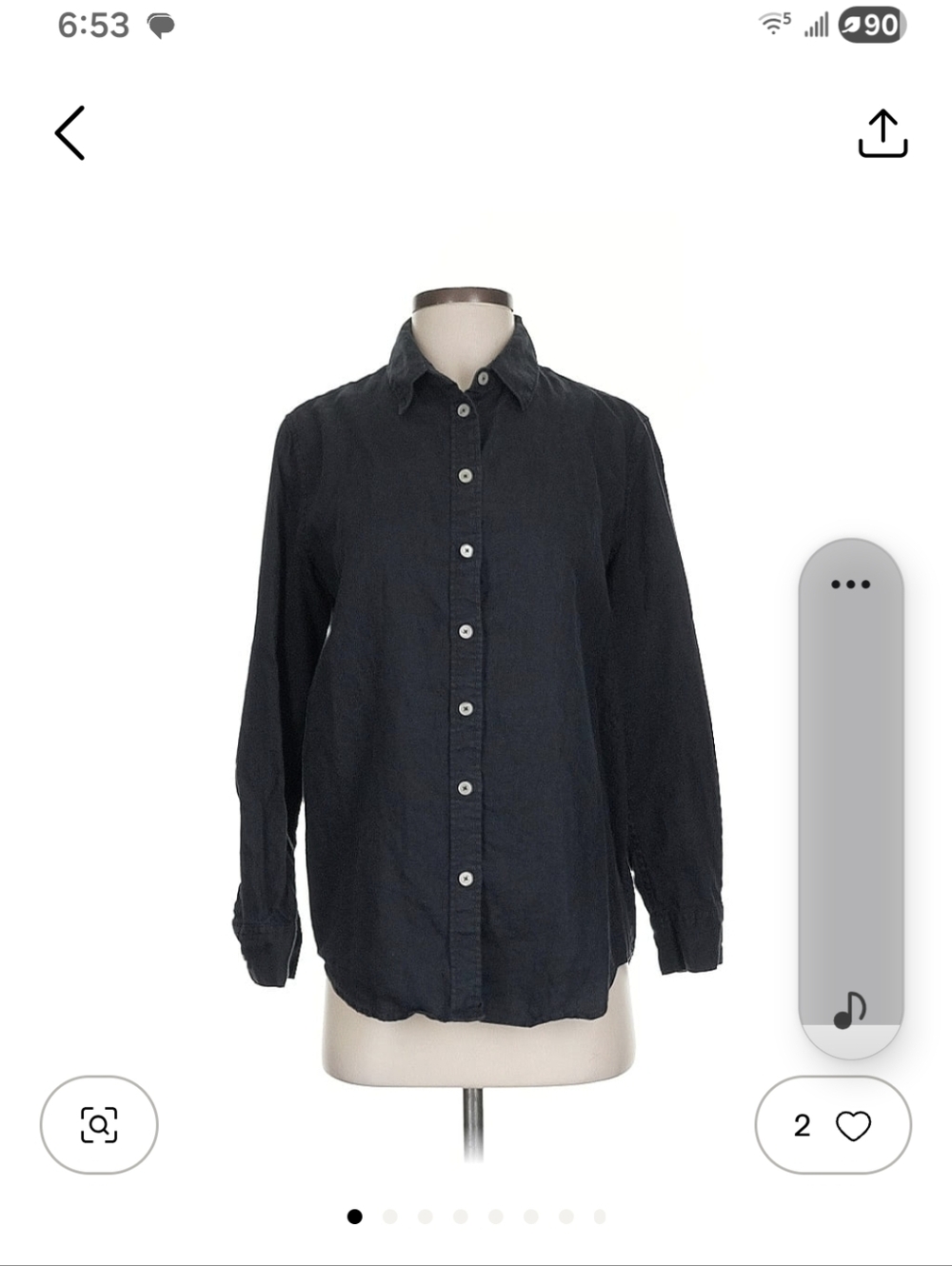 Quince Linen Button-Front Long Sleeve Shirt in Black